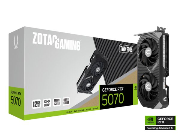 Zotac Gaming GeForce RTX 5070 Twin Edge 12GB GDDR7 192-bit PCIe 5.0 Gaming Graphics Card, IceStorm 2.0 Cooling