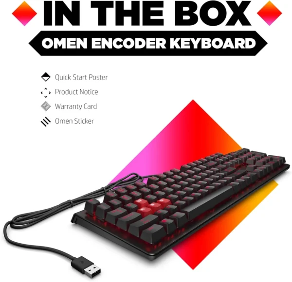 HP Omen Encoder Customizable Mechanical Gaming Keyboard with Cherry MX Red Keys, Full N-Key Rollover, LED Backlit, USB - Image 5