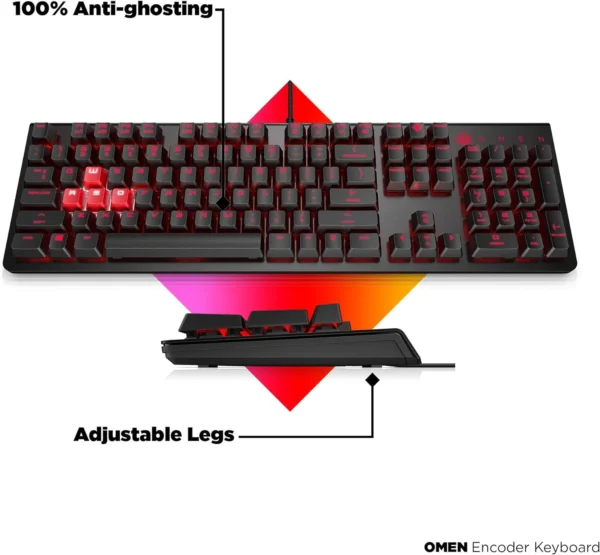 HP Omen Encoder Customizable Mechanical Gaming Keyboard with Cherry MX Red Keys, Full N-Key Rollover, LED Backlit, USB - Image 3