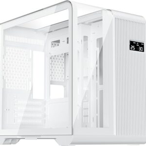 1st Player RT5 Micro ATX PC Gaming Case - Dual Chamber, LED Screen and Curved Panoramic Tempered Glass ( White )
