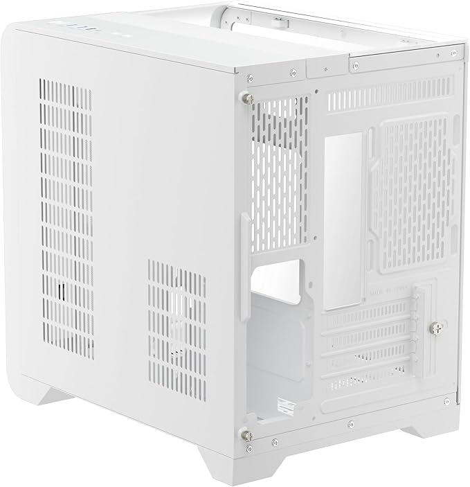 1st Player RT5 Micro ATX PC Gaming Case - Dual Chamber, LED Screen and Curved Panoramic Tempered Glass ( White ) - Image 5
