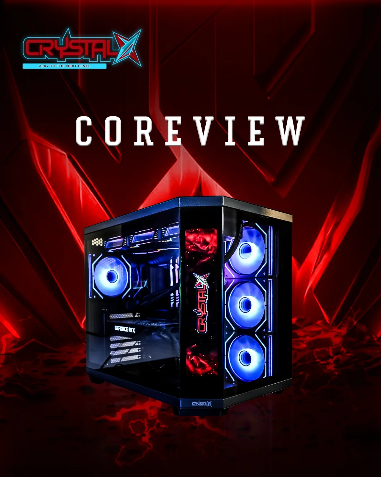 Crystal X Core View V950B-L ATX Digital Display Gaming Chassis With 4 x Infinity Fans