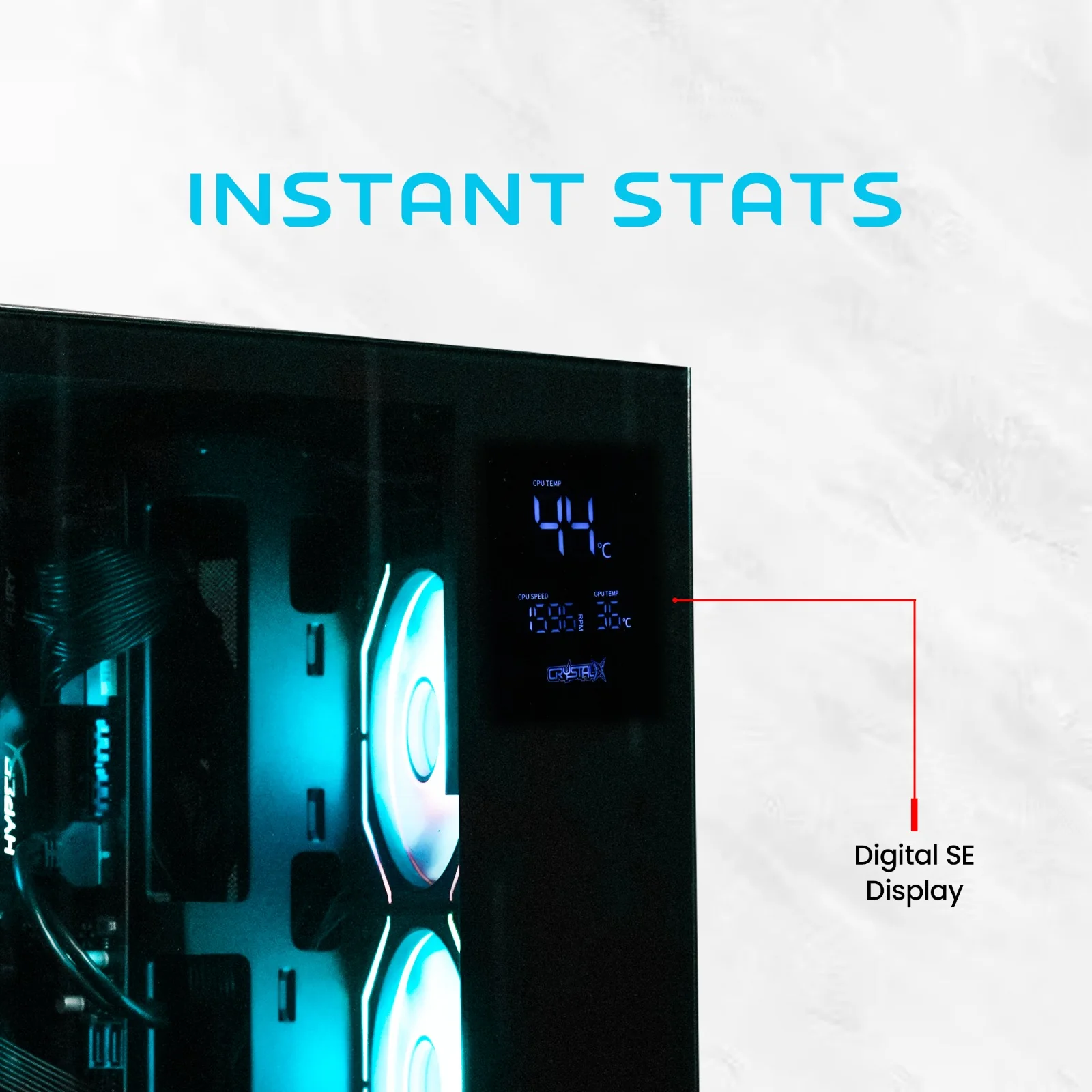 Crystal X Vortex Pro V-331 ATX Digital SE Led Display Gaming Chassis With 3 x Infinity Fans Include - Image 6