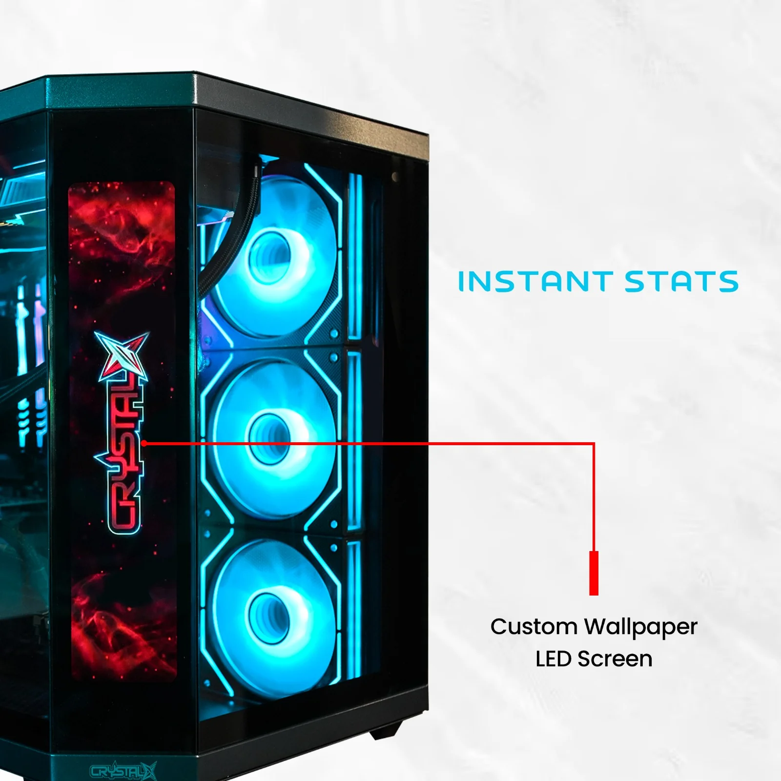 Crystal X Core View V950B-L ATX Digital Display Gaming Chassis With 4 x Infinity Fans - Image 5