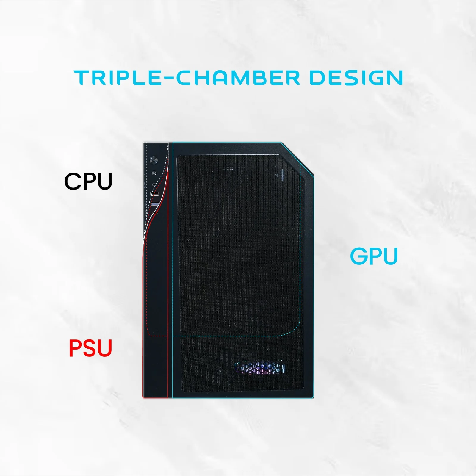 Crystal X Core View V950B-L ATX Digital Display Gaming Chassis With 4 x Infinity Fans - Image 10