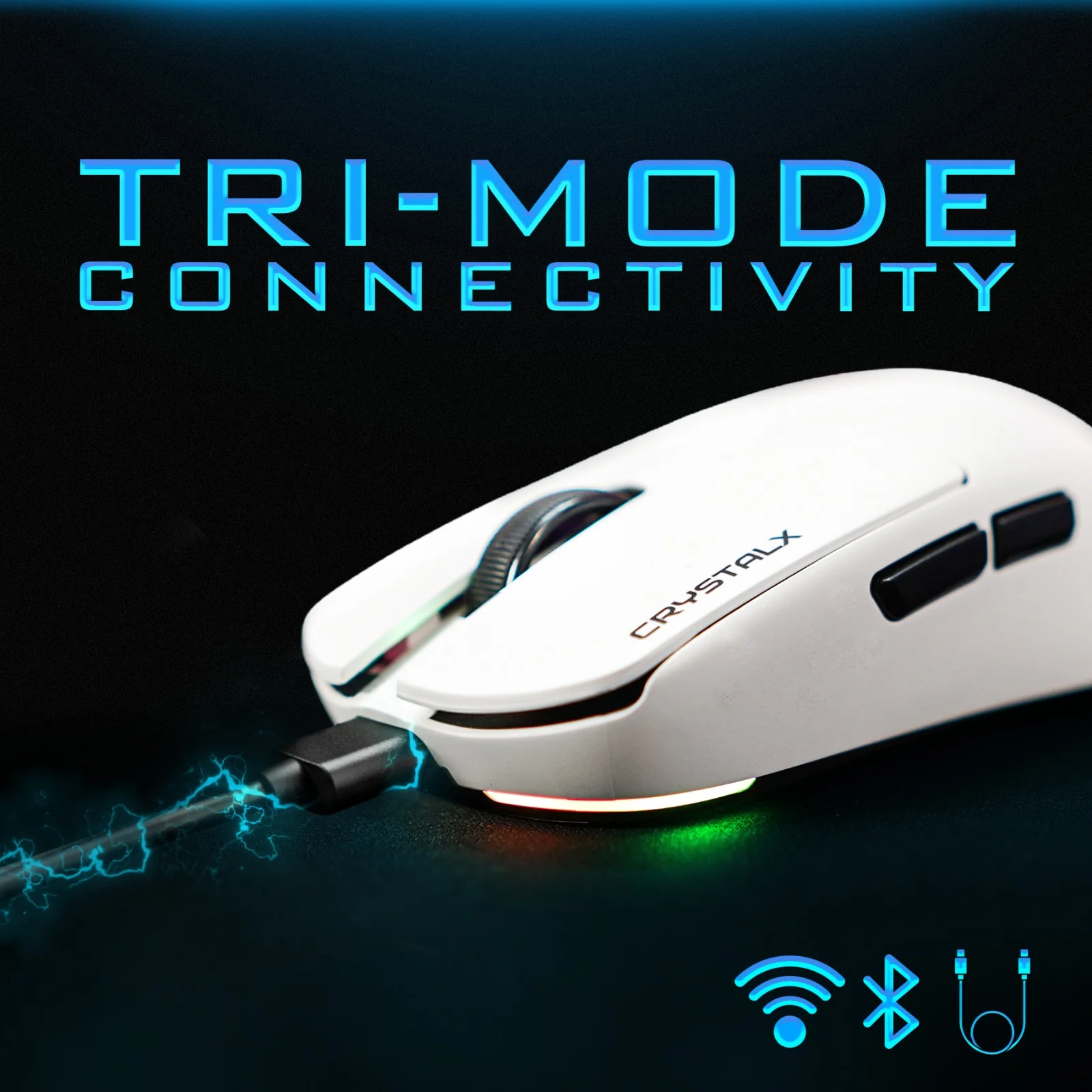 Crystal X Frost X20 White Ultra-Light weight Design (48g) Tri mode Wireless 12000 DPI Mouse - Image 4