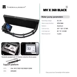 Thermalright Mjolnir Vision X 360 Black AIO CPU Liquid Cooler for AM4/AM5 and LGA1700/1851, LCD Screen for Images, Without Fans - Image 6