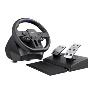 PXN V900 Gen2 Gaming Steering Wheel with 2 Pedals – Black