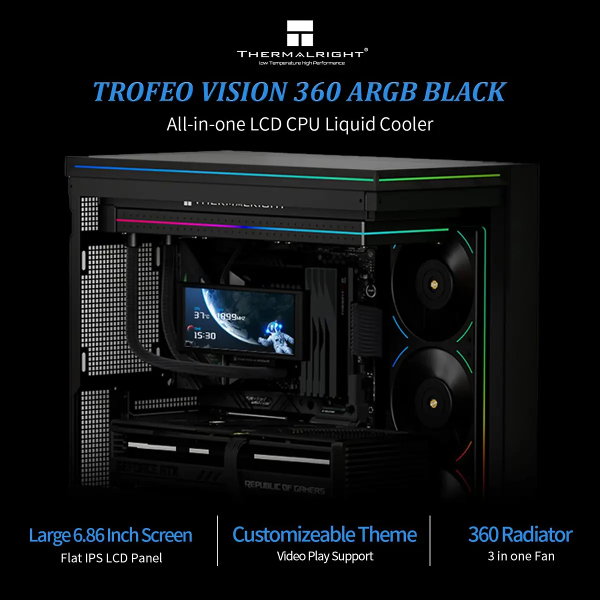 Thermalright Trofeo Vision 360 ARGB CPU AIO Cooler-Black IPS LCD Screen - Image 6